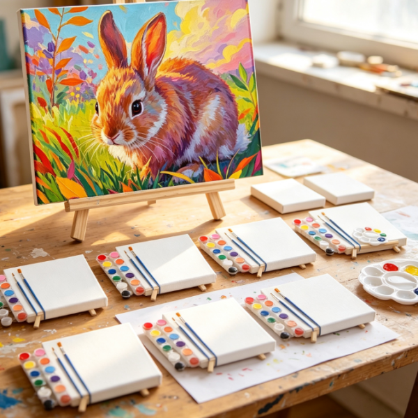 Canvas and easel painting set for adults