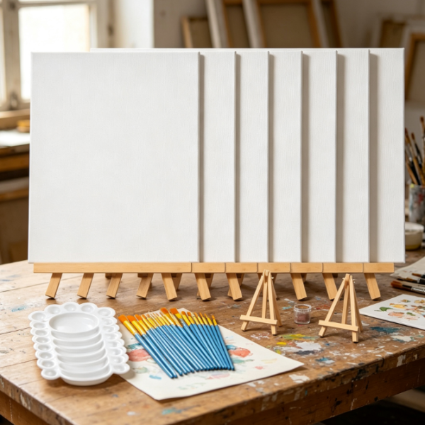 Canvas and easel multi-purpose painting set